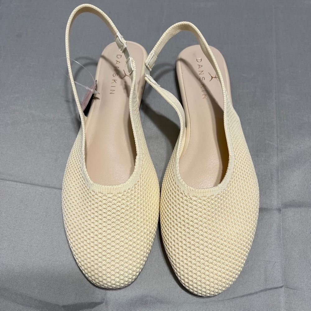Danskin Luxe Knit Slingback Flats Cream Ballet Coastal Quiet Luxury Boho 5.5